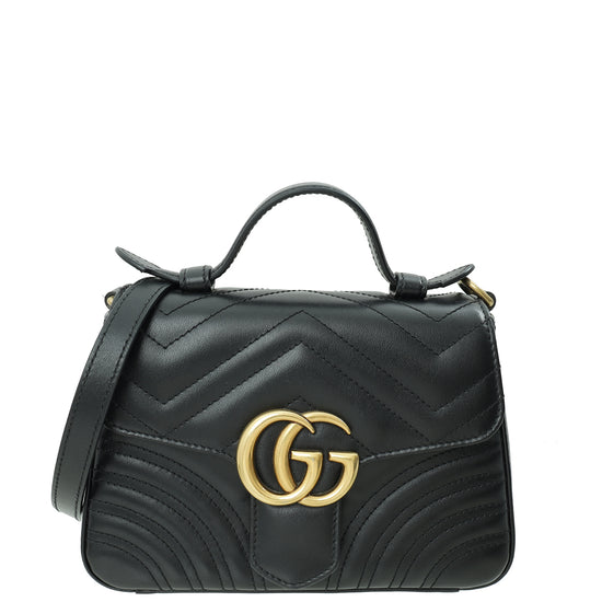 Gucci Black GG Marmont Top Handle Mini Bag