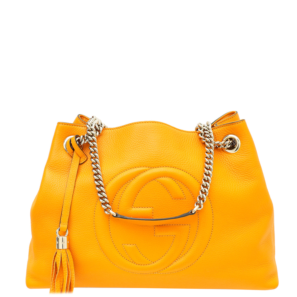 Gucci Yellow Orange Soho Tassel Tote Medium Bag-Gucci-THE CLOSET