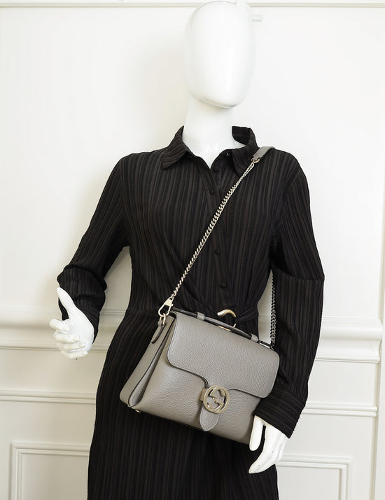 Gucci Gray Interlocking G Top Handle Bag