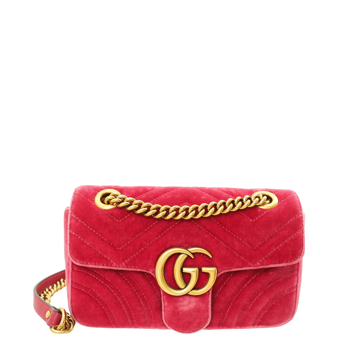 Gucci Pink Velvet GG Marmont Mini Shoulder Bag-Gucci-THE CLOSET