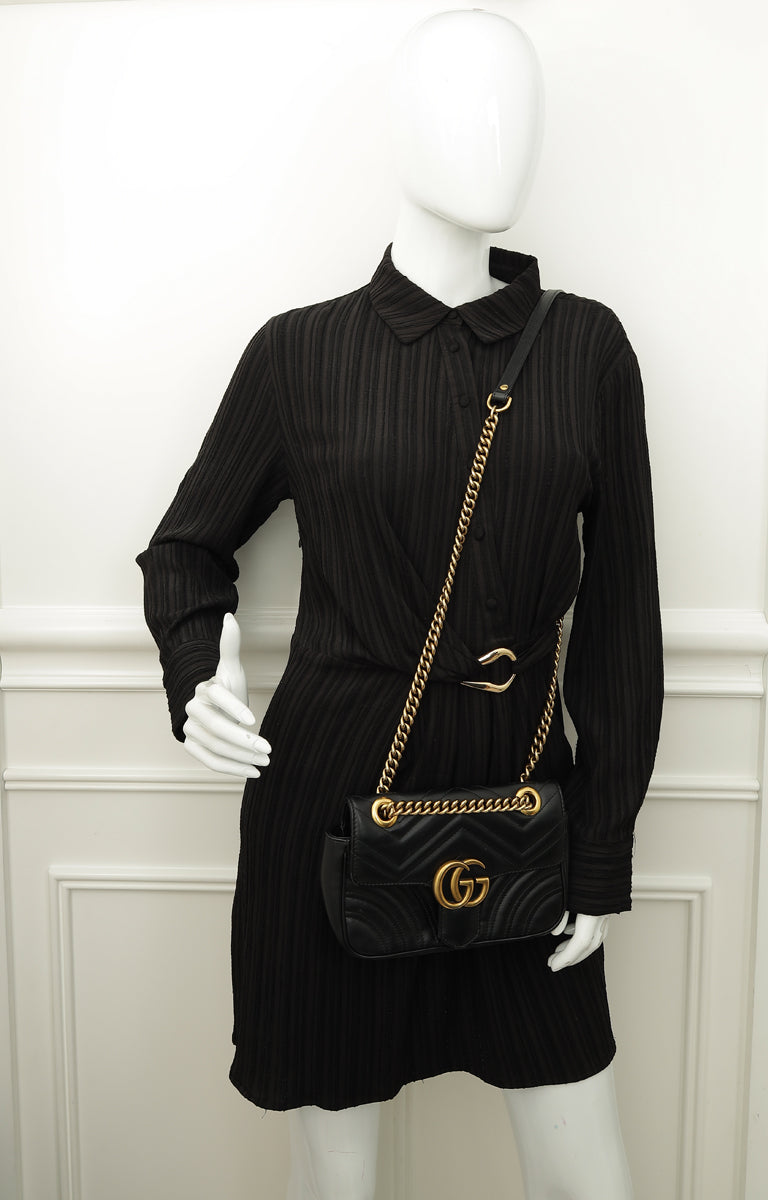 Gucci Black GG Marmont Mini Shoulder Bag