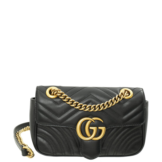 Gucci Black GG Marmont Mini Shoulder Bag THE CLOSET