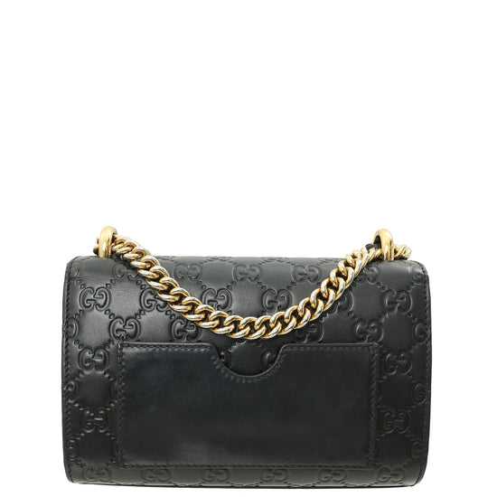 Gucci Black GG Guccissima Padlock Small Shoulder Bag