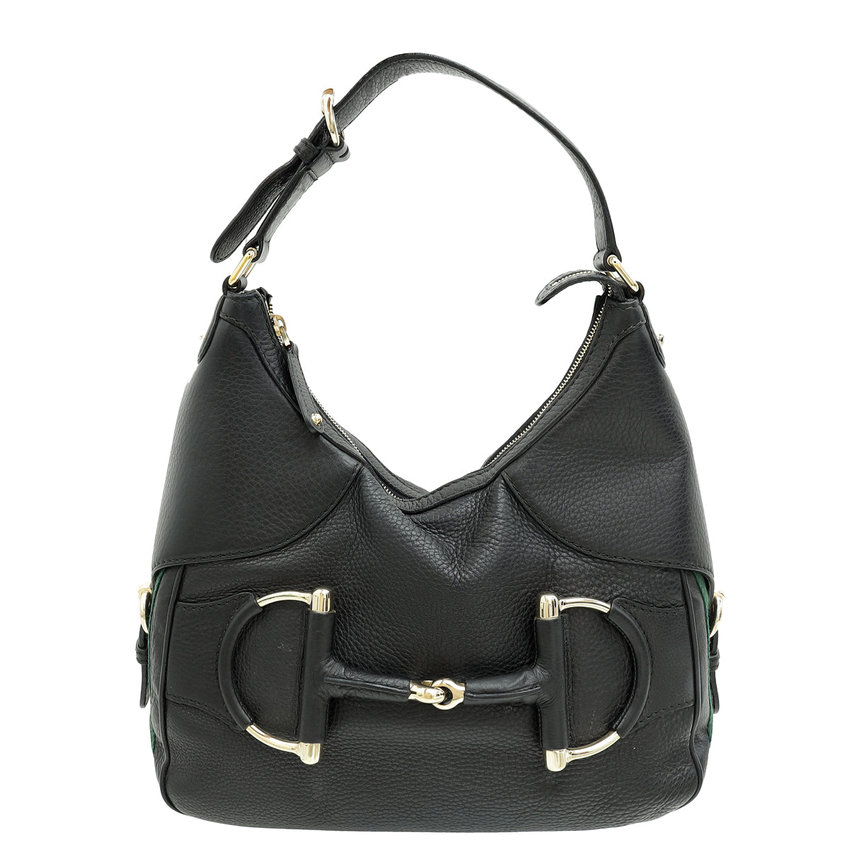 Gucci Black Vintage Web Horsebit Heritage Hobo Bag