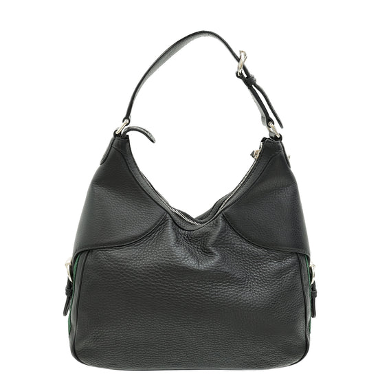 Gucci Black Vintage Web Horsebit Heritage Hobo Bag