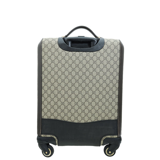 Gucci Bicolor GG Supreme Selleria 4-Wheeled Carry On Suitcase