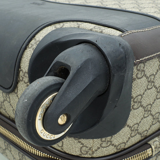 Gucci Bicolor GG Supreme Selleria 4-Wheeled Carry On Suitcase