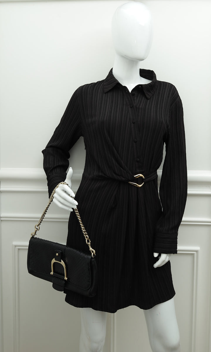 Gucci Black Python Greenwich Chain Clutch