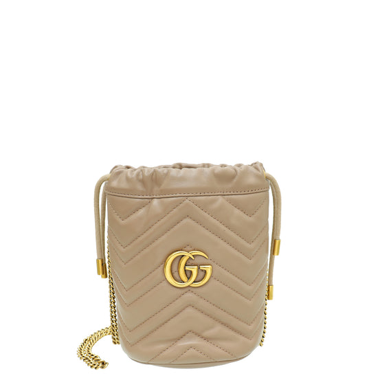 Gucci Dusty Pink Aged GG Marmont Mini Bucket Bag