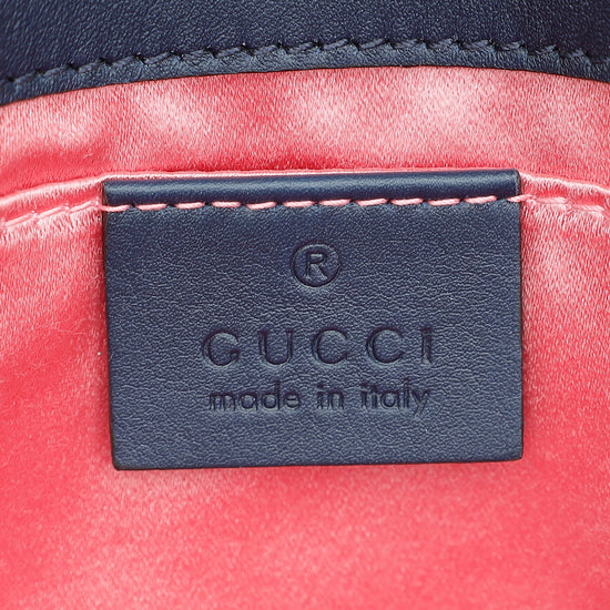 Gucci Blue GG Denim Marmont Pearl Mini Shoulder Bag-Gucci-THE CLOSET