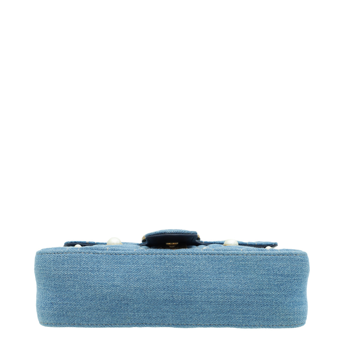 Gucci Blue GG Denim Marmont Pearl Mini Shoulder Bag-Gucci-THE CLOSET