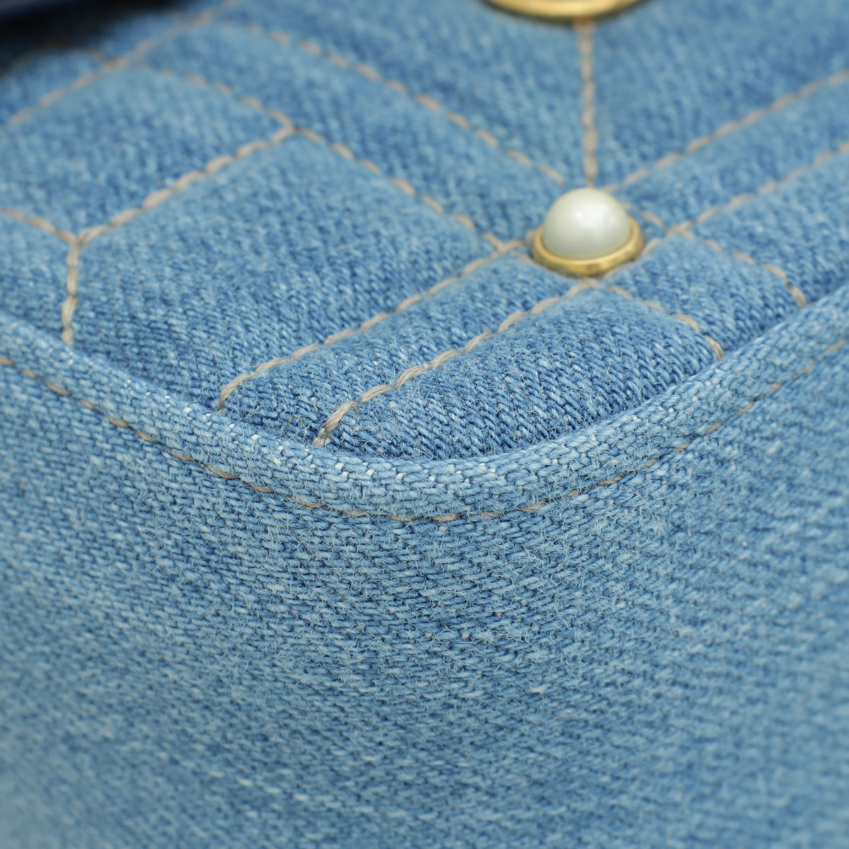 Gucci Blue GG Denim Marmont Pearl Mini Shoulder Bag-Gucci-THE CLOSET