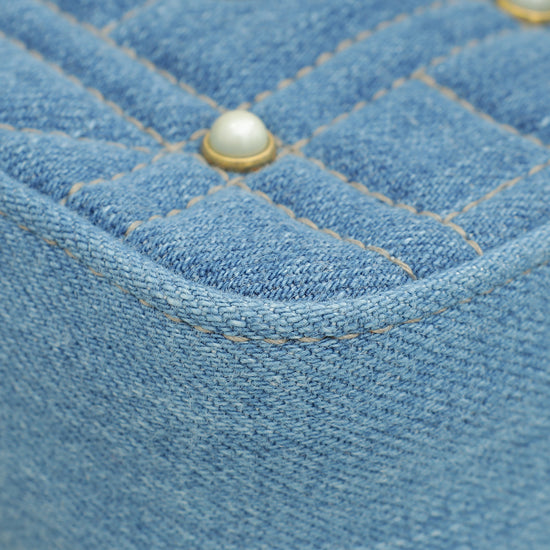 Gucci Blue GG Denim Marmont Pearl Mini Shoulder Bag-Gucci-THE CLOSET