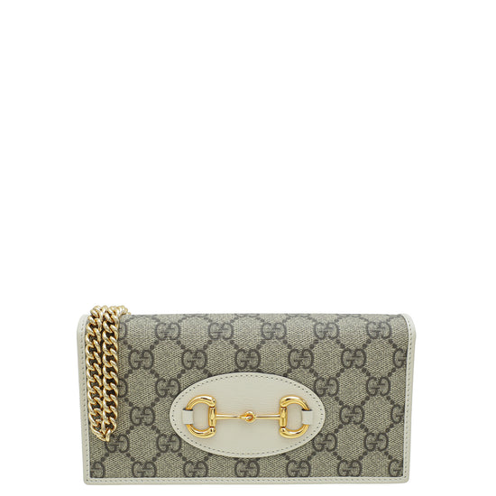 Gucci Bicolor GG Supreme Horsebit 1955 Wallet With Chain