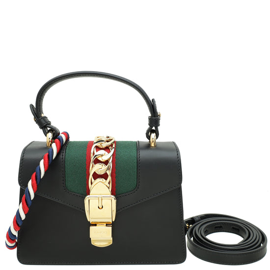 Gucci Black Mini Sylvie Top Handle Bag