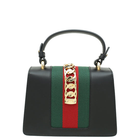 Gucci Black Mini Sylvie Top Handle Bag