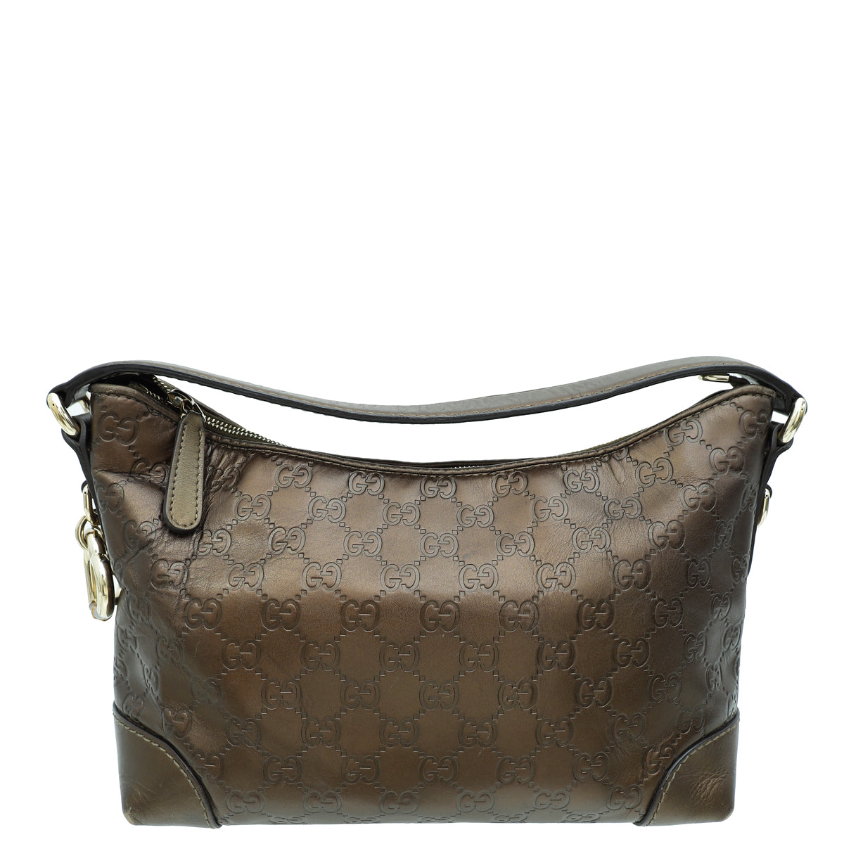 Gucci Metallic Bronze Guccissima Heart-Bit Charm Hobo Bag-Gucci-THE CLOSET