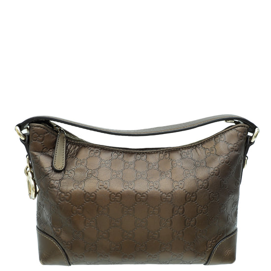 Gucci Metallic Bronze Guccissima Heart-Bit Charm Hobo Bag