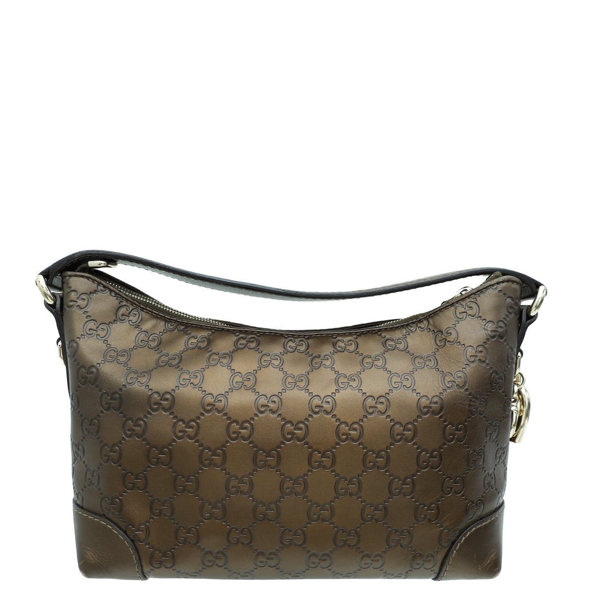 Gucci Metallic Bronze Guccissima Heart-Bit Charm Hobo Bag