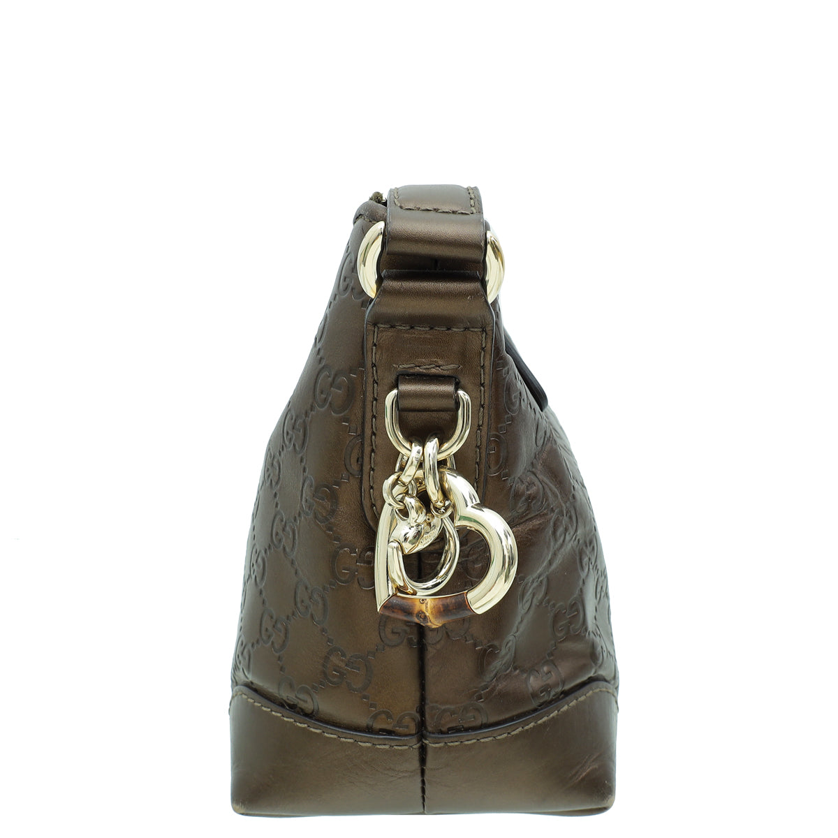 Gucci Metallic Bronze Guccissima Heart-Bit Charm Hobo Bag