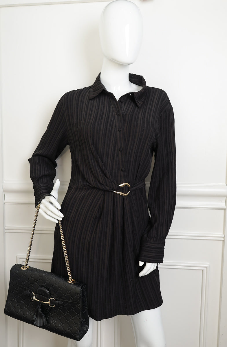 Gucci Balck Guccissima Emily Medium Shoulder Bag-Gucci-THE CLOSET