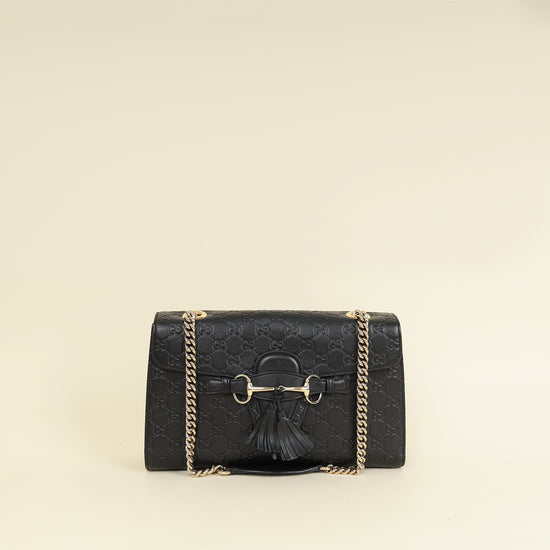 Gucci Balck Guccissima Emily Medium Shoulder Bag-Gucci-THE CLOSET