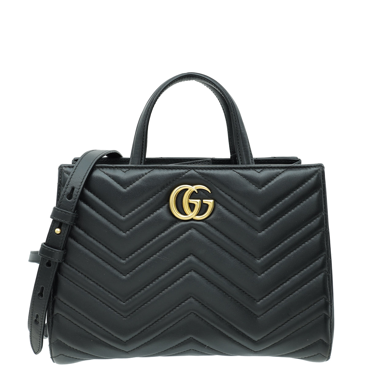 Gucci Black GG Marmont Top Handle Tote Small Bag