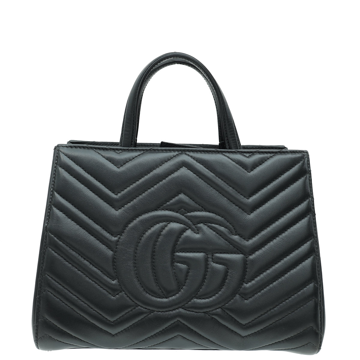 Gucci Black GG Marmont Top Handle Tote Small Bag