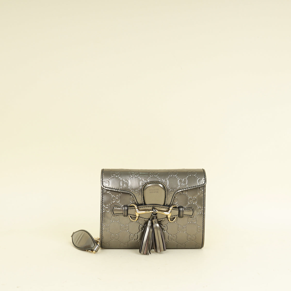 Gucci Metallic Gray GG Shine Mini Emily Bag