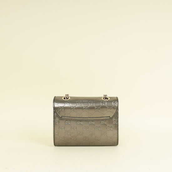 Gucci Metallic Gray GG Shine Mini Emily Bag
