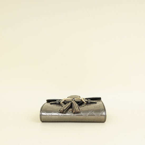 Gucci Metallic Gray GG Shine Mini Emily Bag