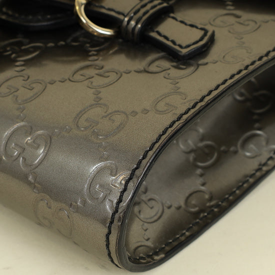 Gucci Metallic Gray GG Shine Mini Emily Bag