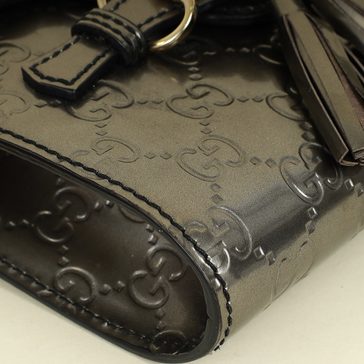 Gucci Metallic Gray GG Shine Mini Emily Bag