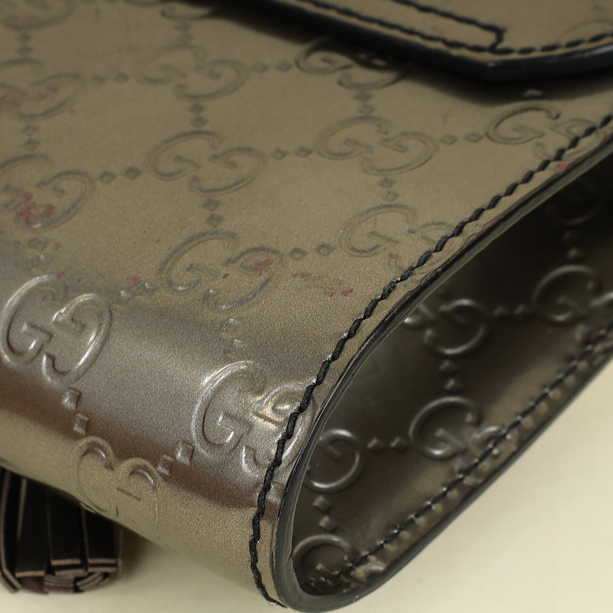 Gucci Metallic Gray GG Shine Mini Emily Bag