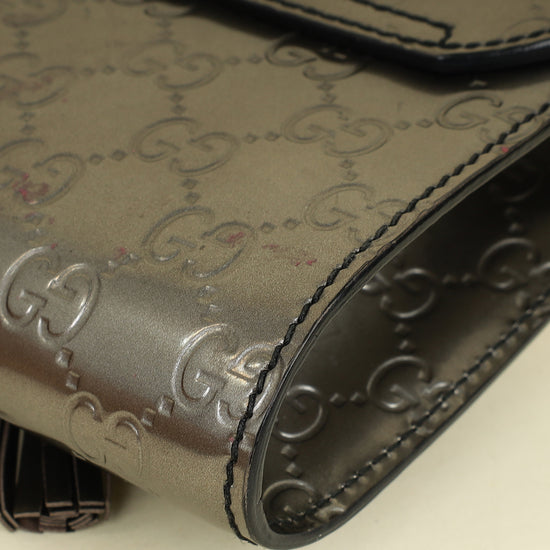 Gucci Metallic Gray GG Shine Mini Emily Bag