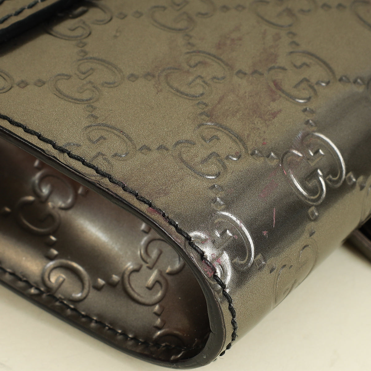 Gucci Metallic Gray GG Shine Mini Emily Bag