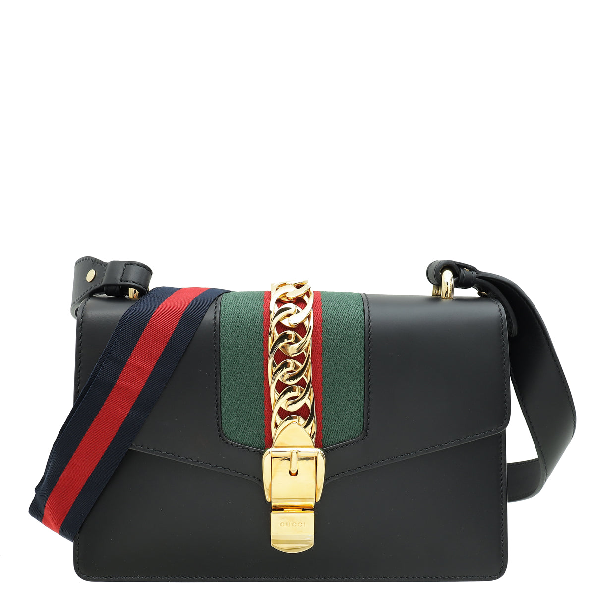 Gucci Black Sylvie Small Flap Shoulder Bag-Gucci-THE CLOSET