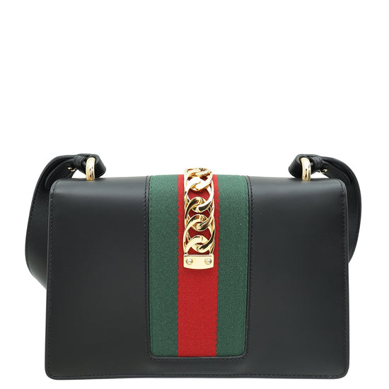 Gucci Black Sylvie Small Flap Shoulder Bag