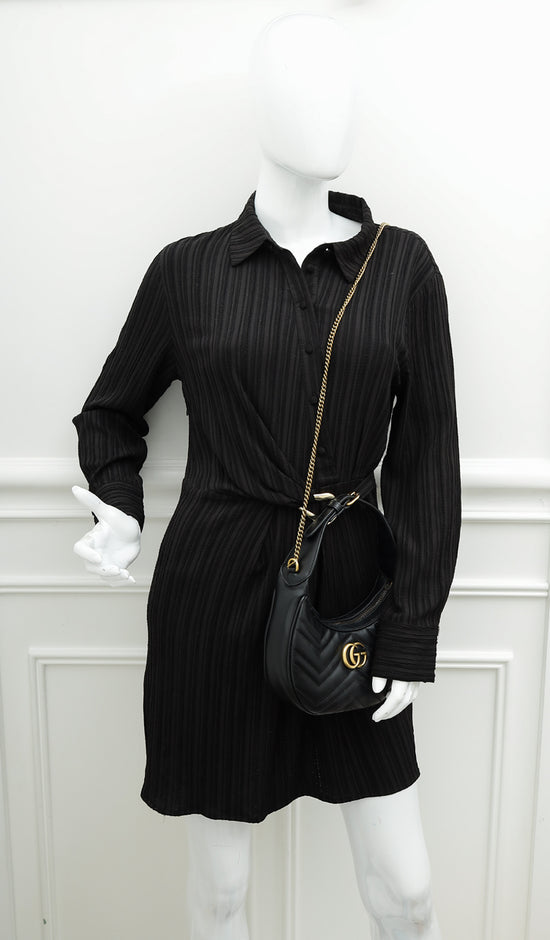 Gucci Black GG Marmont Chain Hobo Shoulder Bag-Gucci-THE CLOSET