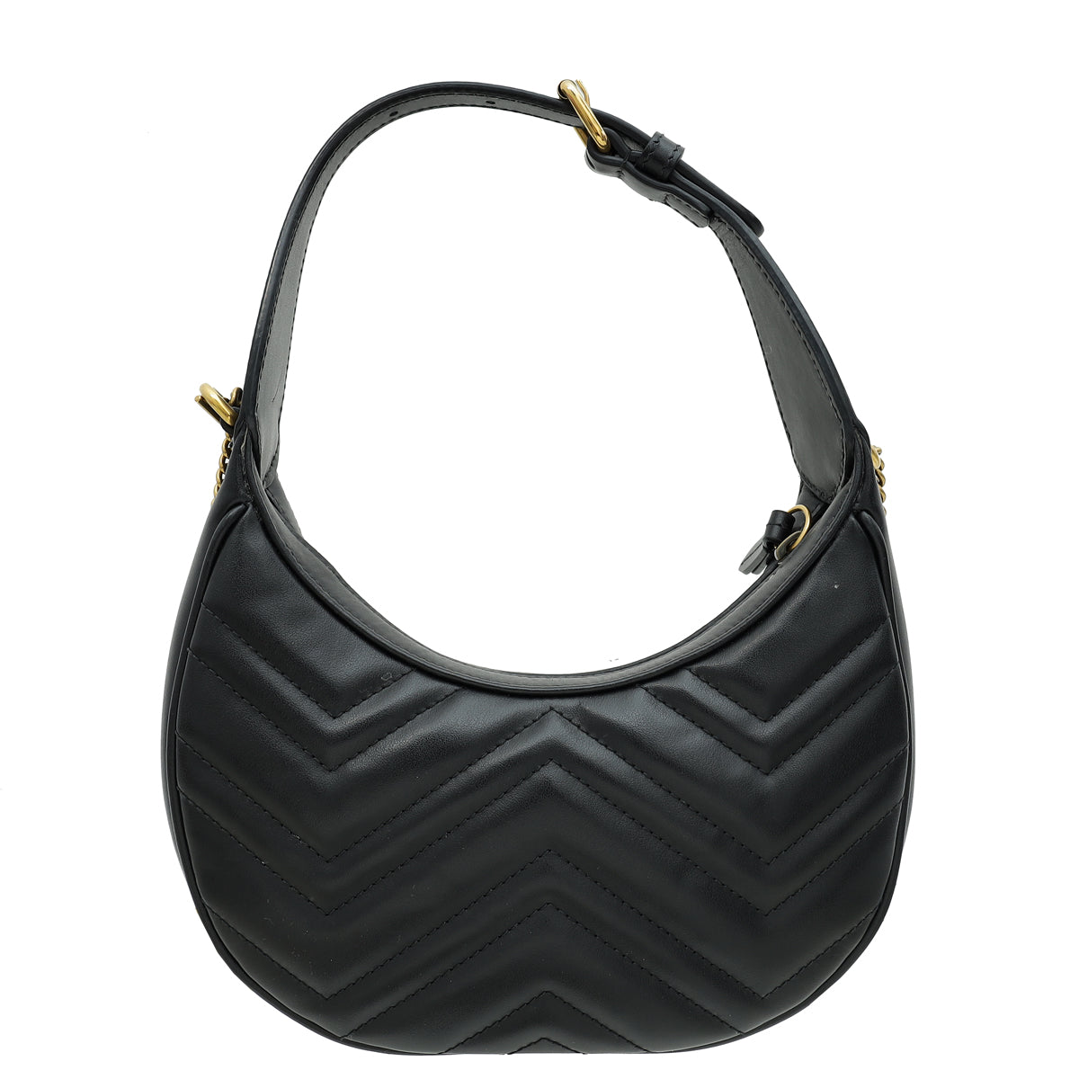 Gucci Black GG Marmont Chain Hobo Shoulder Bag-Gucci-THE CLOSET