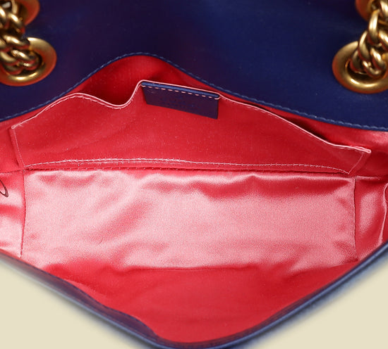 Gucci Blue Velvet GG Marmont Mini Shoulder Bag-Gucci-THE CLOSET