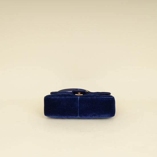 Gucci Blue Velvet GG Marmont Mini Shoulder Bag-Gucci-THE CLOSET