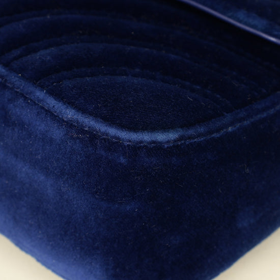 Gucci Blue Velvet GG Marmont Mini Shoulder Bag-Gucci-THE CLOSET