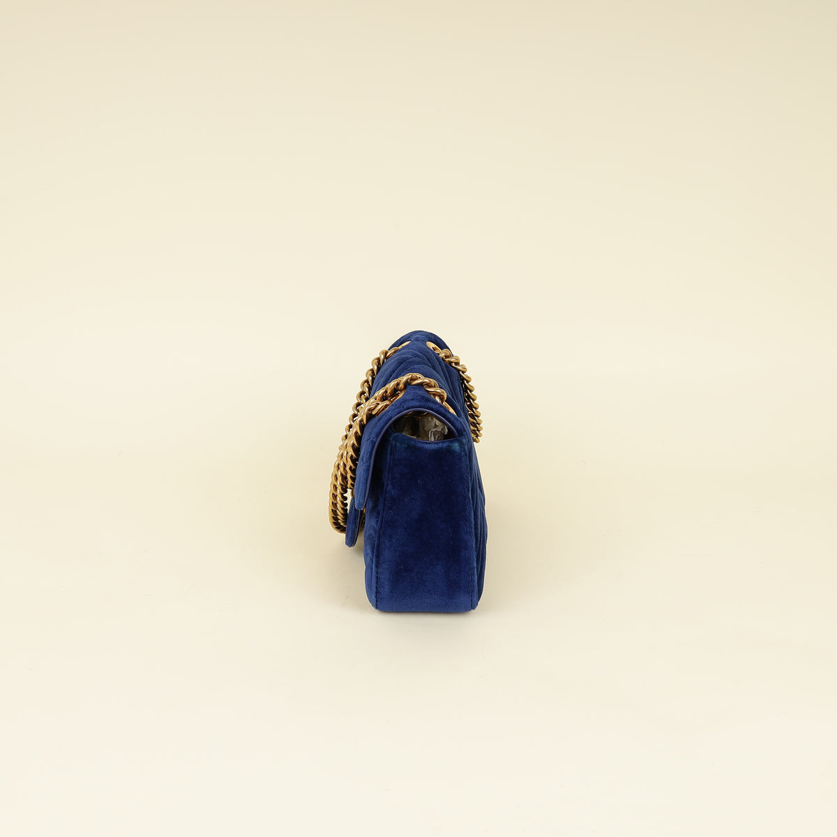 Gucci Blue Velvet GG Marmont Mini Shoulder Bag-Gucci-THE CLOSET