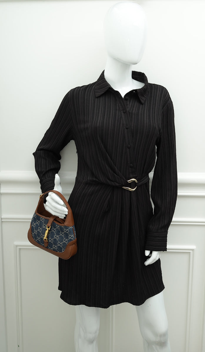 Gucci Bicolor GG Denim Jackie 1961 Mini Hobo Bag-Gucci-THE CLOSET