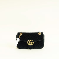 Gucci Black GG Marmont Velvet Medium Shoulder Bag