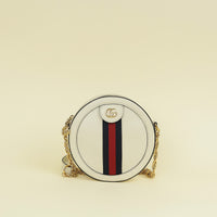Gucci White Ophidia Mini Round Shoulder Bag