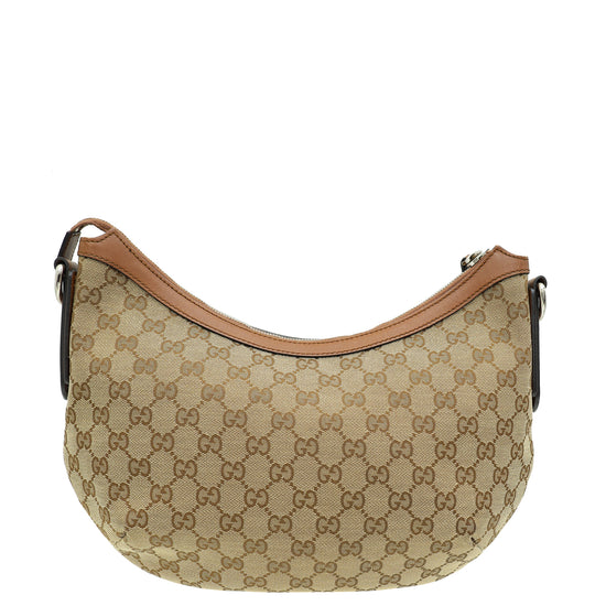 Gucci Ebony GG Half Moon Medium Crossbody Bag