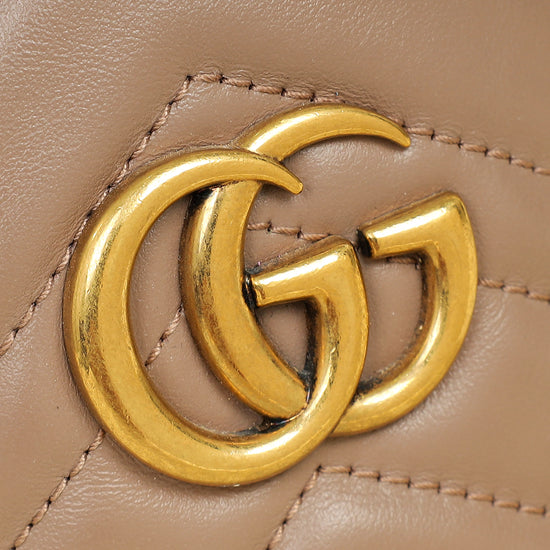 Gucci Taupe GG Marmont Mini Bucket Bag