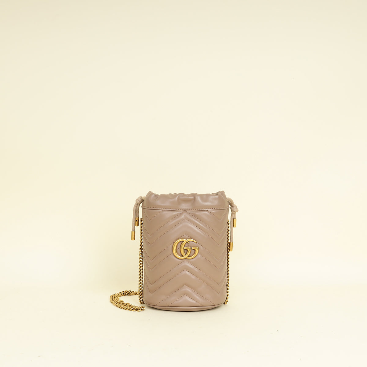 Gucci Taupe GG Marmont Mini Bucket Bag